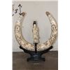 Image 1 : Antique Carved and Scrimshawed Bone Guanyin Figure with 2 Tusks or Horns on a Hand-carved Stand
