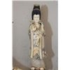 Image 3 : Antique Carved and Scrimshawed Bone Guanyin Figure with 2 Tusks or Horns on a Hand-carved Stand