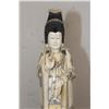 Image 4 : Antique Carved and Scrimshawed Bone Guanyin Figure with 2 Tusks or Horns on a Hand-carved Stand