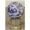 Image 1 : Big 7 lb DREAM AMETHYST Crystal Sphere with Inclusions and a BRASS Dragon Display Stand