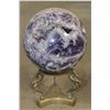 Image 3 : Big 7 lb DREAM AMETHYST Crystal Sphere with Inclusions and a BRASS Dragon Display Stand