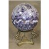 Image 4 : Big 7 lb DREAM AMETHYST Crystal Sphere with Inclusions and a BRASS Dragon Display Stand