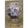 Image 9 : Big 7 lb DREAM AMETHYST Crystal Sphere with Inclusions and a BRASS Dragon Display Stand