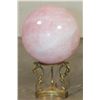 Image 1 : XL 11 lb ROSE QUARTZ Crystal Sphere with a Decorative BRASS Display Stand