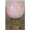 Image 3 : XL 11 lb ROSE QUARTZ Crystal Sphere with a Decorative BRASS Display Stand