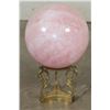 Image 4 : XL 11 lb ROSE QUARTZ Crystal Sphere with a Decorative BRASS Display Stand