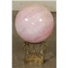 Image 5 : XL 11 lb ROSE QUARTZ Crystal Sphere with a Decorative BRASS Display Stand