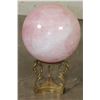 Image 6 : XL 11 lb ROSE QUARTZ Crystal Sphere with a Decorative BRASS Display Stand