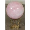 Image 7 : XL 11 lb ROSE QUARTZ Crystal Sphere with a Decorative BRASS Display Stand