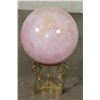 Image 8 : XL 11 lb ROSE QUARTZ Crystal Sphere with a Decorative BRASS Display Stand