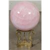 Image 9 : XL 11 lb ROSE QUARTZ Crystal Sphere with a Decorative BRASS Display Stand