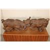 Image 4 : XL Original Hand-carved Leadwood Sculpture of 2 CAPE BUFFALO by African artist Robert Nzali