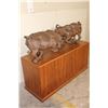 Image 5 : XL Original Hand-carved Leadwood Sculpture of 2 CAPE BUFFALO by African artist Robert Nzali