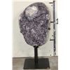 Image 1 : Big 20 lb Natural Druzy AMETHYST Crystal Cluster on a custom Metal Stand