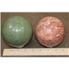 Image 1 : (1) GREEN JASPER Mineral Sphere and (1) RED CHERRY BLOSSOM AGATE Mineral Sphere (ONE$)