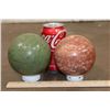 Image 2 : (1) GREEN JASPER Mineral Sphere and (1) RED CHERRY BLOSSOM AGATE Mineral Sphere (ONE$)