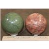 Image 3 : (1) GREEN JASPER Mineral Sphere and (1) RED CHERRY BLOSSOM AGATE Mineral Sphere (ONE$)