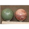 Image 4 : (1) GREEN JASPER Mineral Sphere and (1) RED CHERRY BLOSSOM AGATE Mineral Sphere (ONE$)