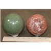 Image 7 : (1) GREEN JASPER Mineral Sphere and (1) RED CHERRY BLOSSOM AGATE Mineral Sphere (ONE$)