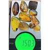 Image 1 : (10) Pieces of Authentic Myanmar AMBER Fossil Insect Specimens, Weight: 15.03 g (ONE$)