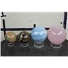 Image 1 : (4) Semi-Precious Polished MINERAL Spheres with Plastic Ring Stands (ONE$)