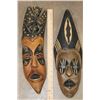 Image 2 : (2) Hand-carved and Hand-painted AFRICAN Tribal MASKS (ONE$)