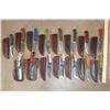 Image 1 : (10) *New* Damascus Steel Fixed Blade KNIVES and (5) *New* Carbon Steel Knives with Leather Sheaths