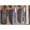 Image 4 : (10) *New* Damascus Steel Fixed Blade KNIVES and (5) *New* Carbon Steel Knives with Leather Sheaths