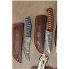 Image 7 : (10) *New* Damascus Steel Fixed Blade KNIVES and (5) *New* Carbon Steel Knives with Leather Sheaths