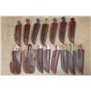 Image 8 : (10) *New* Damascus Steel Fixed Blade KNIVES and (5) *New* Carbon Steel Knives with Leather Sheaths