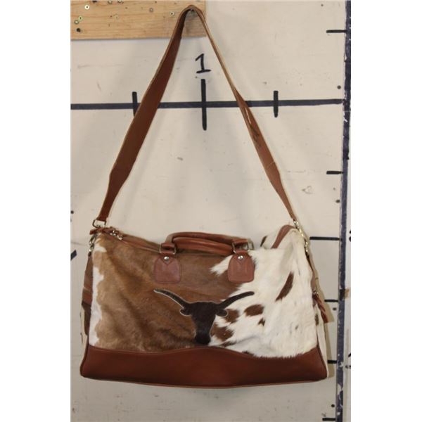 COW HIDE Duffle Bag with the University of Texas Longhorn Logo
