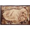 Image 2 : African Savanna Scene Tooled on ELEPHANT and OSTRICH Hide in an African Railwood Frame