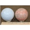 Image 1 : (1) BLUE CELESTITE Mineral Sphere and (1) PEACH MOONSTONE Mineral Sphere (ONE$)