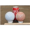Image 2 : (1) BLUE CELESTITE Mineral Sphere and (1) PEACH MOONSTONE Mineral Sphere (ONE$)