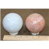 Image 5 : (1) BLUE CELESTITE Mineral Sphere and (1) PEACH MOONSTONE Mineral Sphere (ONE$)