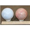 Image 7 : (1) BLUE CELESTITE Mineral Sphere and (1) PEACH MOONSTONE Mineral Sphere (ONE$)