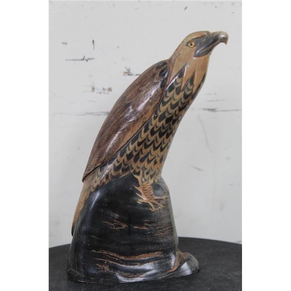 Beautiful EAGLE Carved and Scrimshawed from a WATER BUFFALO Horn