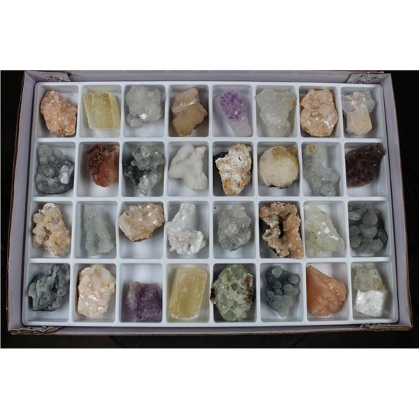 32 Piece Mixed Box of MINERAL SPECIMENS (Zeolites) from India. Total Weight: 4lbs 9oz