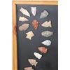 Image 3 : (62) Authentic Ancient Prehistoric Flint Arrow Points in a Wood Frame with No Glass
