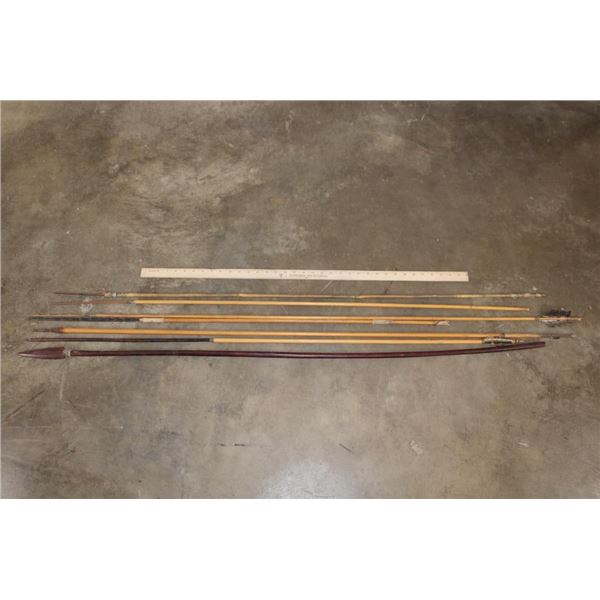 (6) Primitive AFRICAN Indigenous Tribal Arrow and (1) Wooden Spear (ONE$)