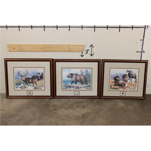 (3) Framed Wyoming Conservation Stamps with their matching Art Prints (ONE$)