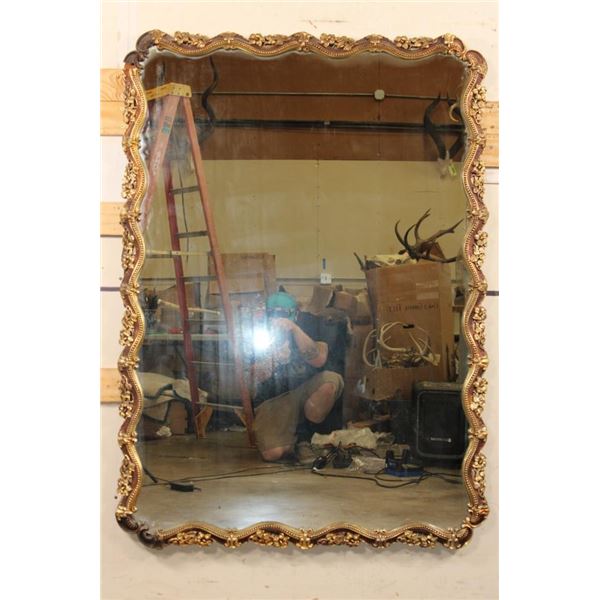 Large Antique Rococo Style Metal Mirror