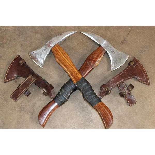 Contemporary Battle AXE with an Etched Steel Blade and Leather Sheath