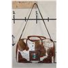 Image 1 : *Brand New* Brown and White COW HIDE Duffle Bag with Tooled Leather Straps