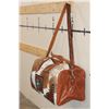 Image 3 : *Brand New* Brown and White COW HIDE Duffle Bag with Tooled Leather Straps