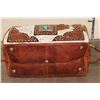 Image 7 : *Brand New* Brown and White COW HIDE Duffle Bag with Tooled Leather Straps