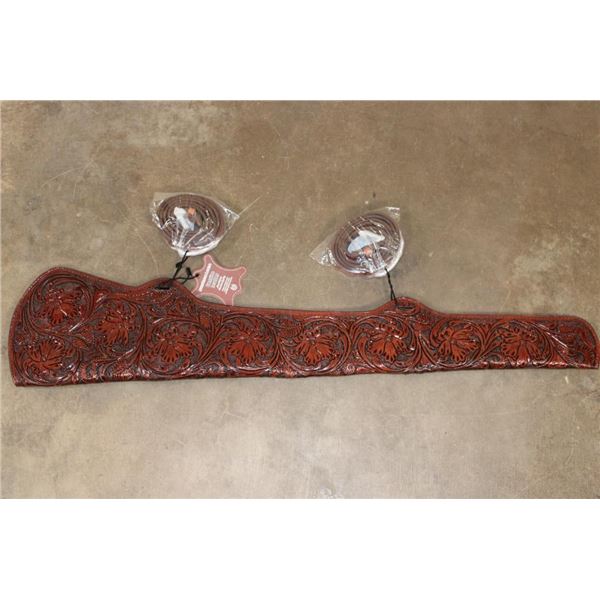 *New* Tooled Leather Rifle or Long Gun Holster for a Saddle