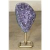 Image 1 : Deep Purple Druzy AMETHYST Crystal Cluster on a Metal Stand