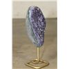 Image 3 : Deep Purple Druzy AMETHYST Crystal Cluster on a Metal Stand