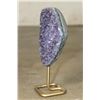 Image 4 : Deep Purple Druzy AMETHYST Crystal Cluster on a Metal Stand